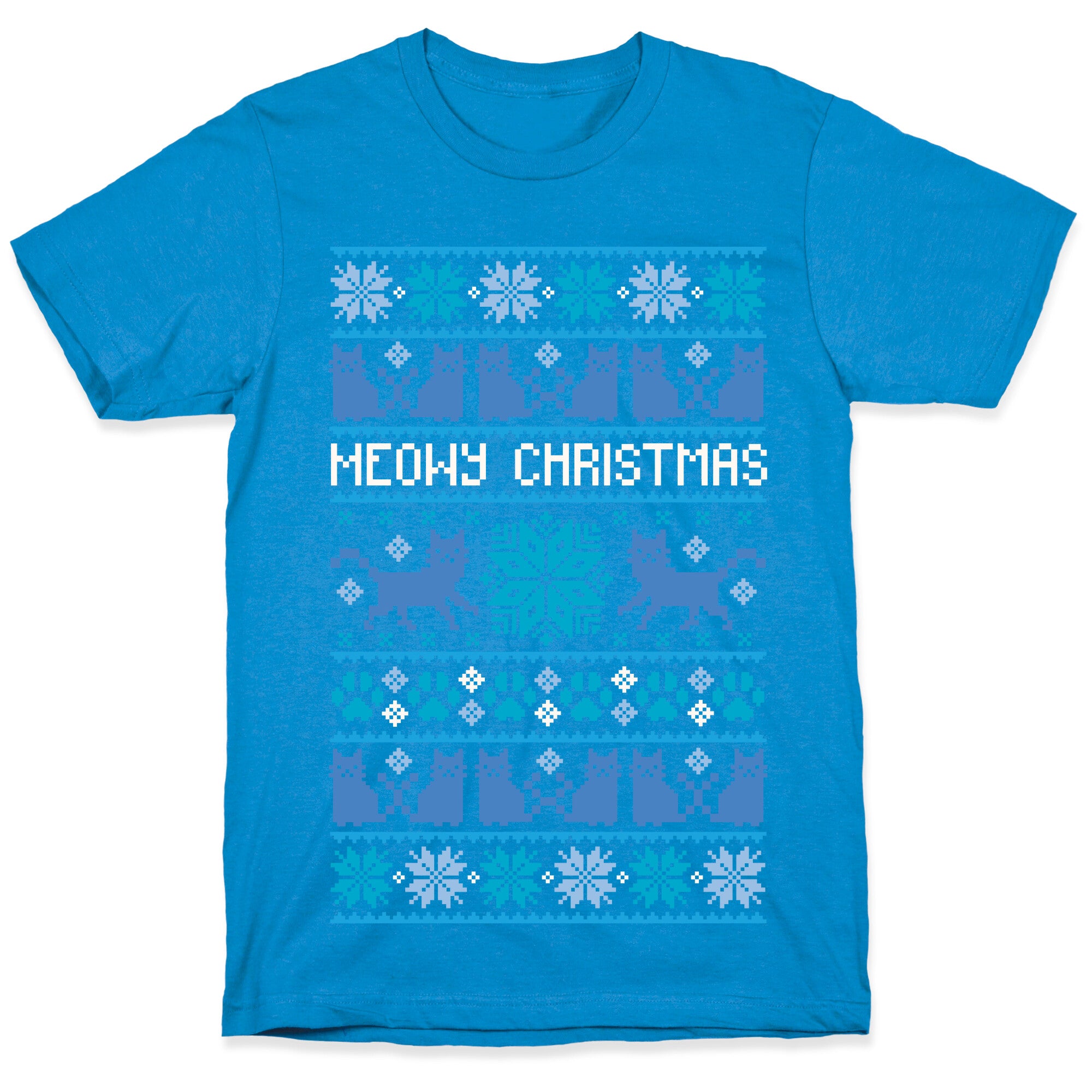 Meowy Christmas Cat Sweater Pattern T-Shirt